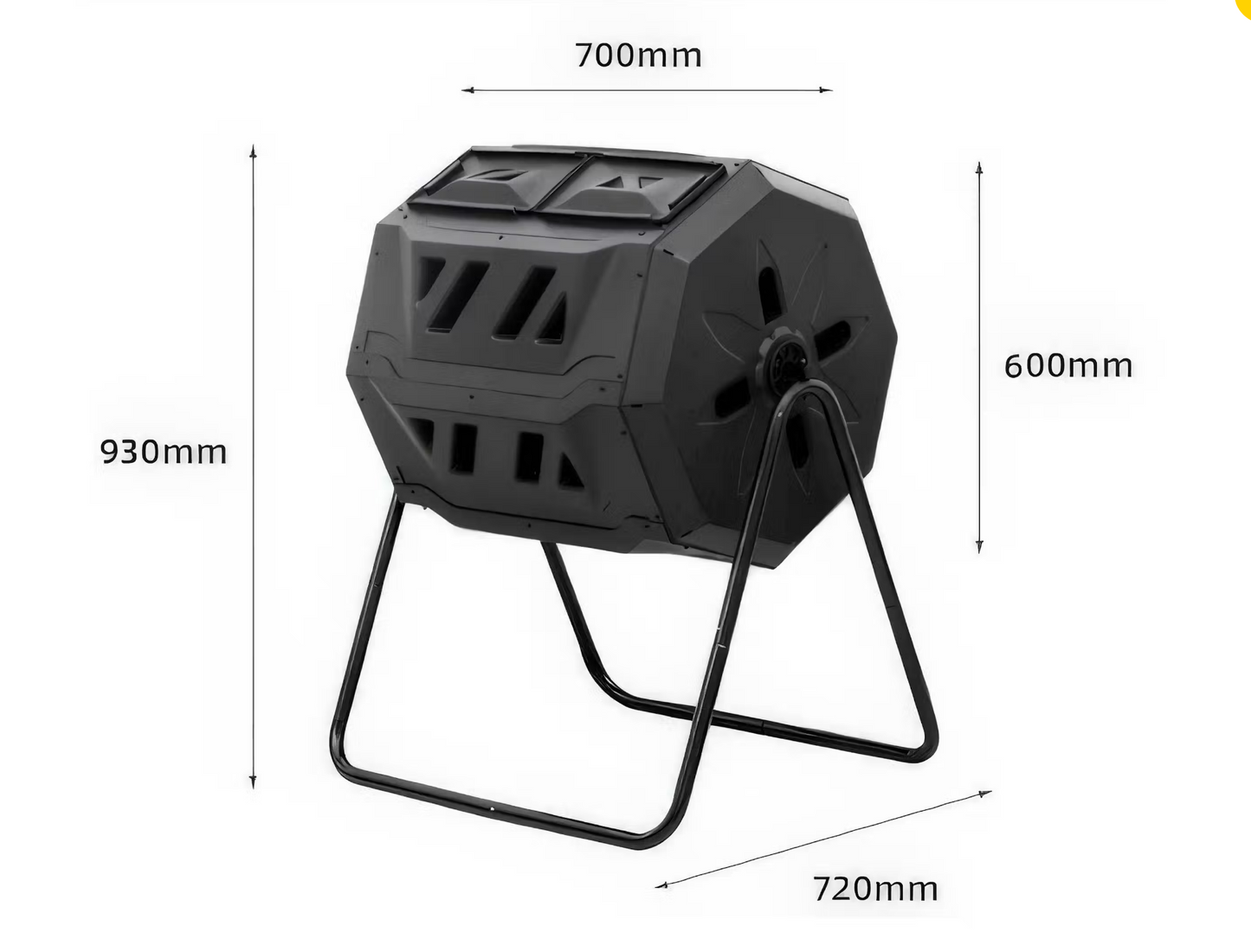 Compost Bin Dual-Chamber Tumbler 160L