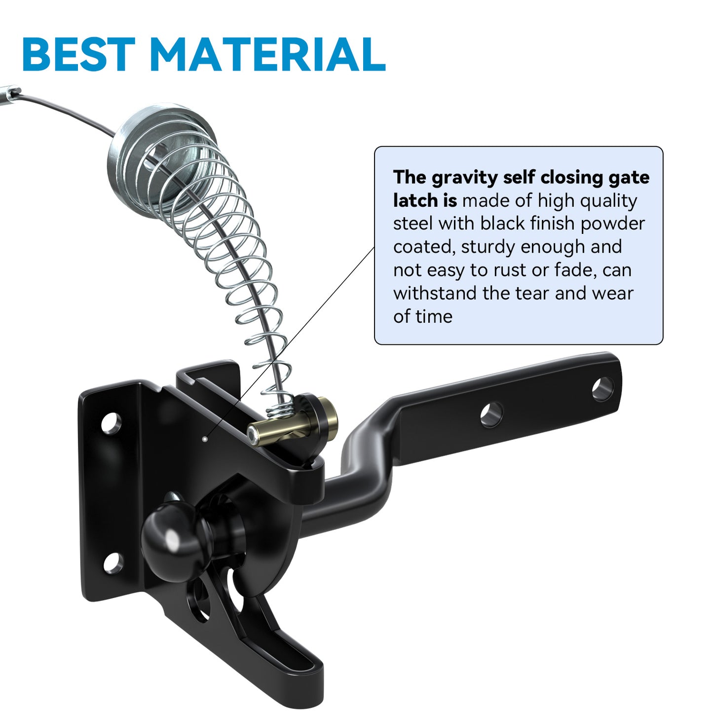 Gravity Self Closing Gate Latch Black