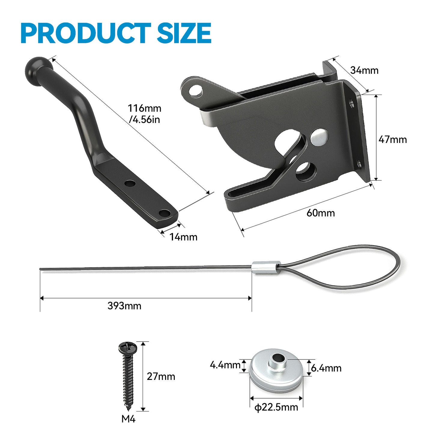 Gravity Self Closing Gate Latch Black