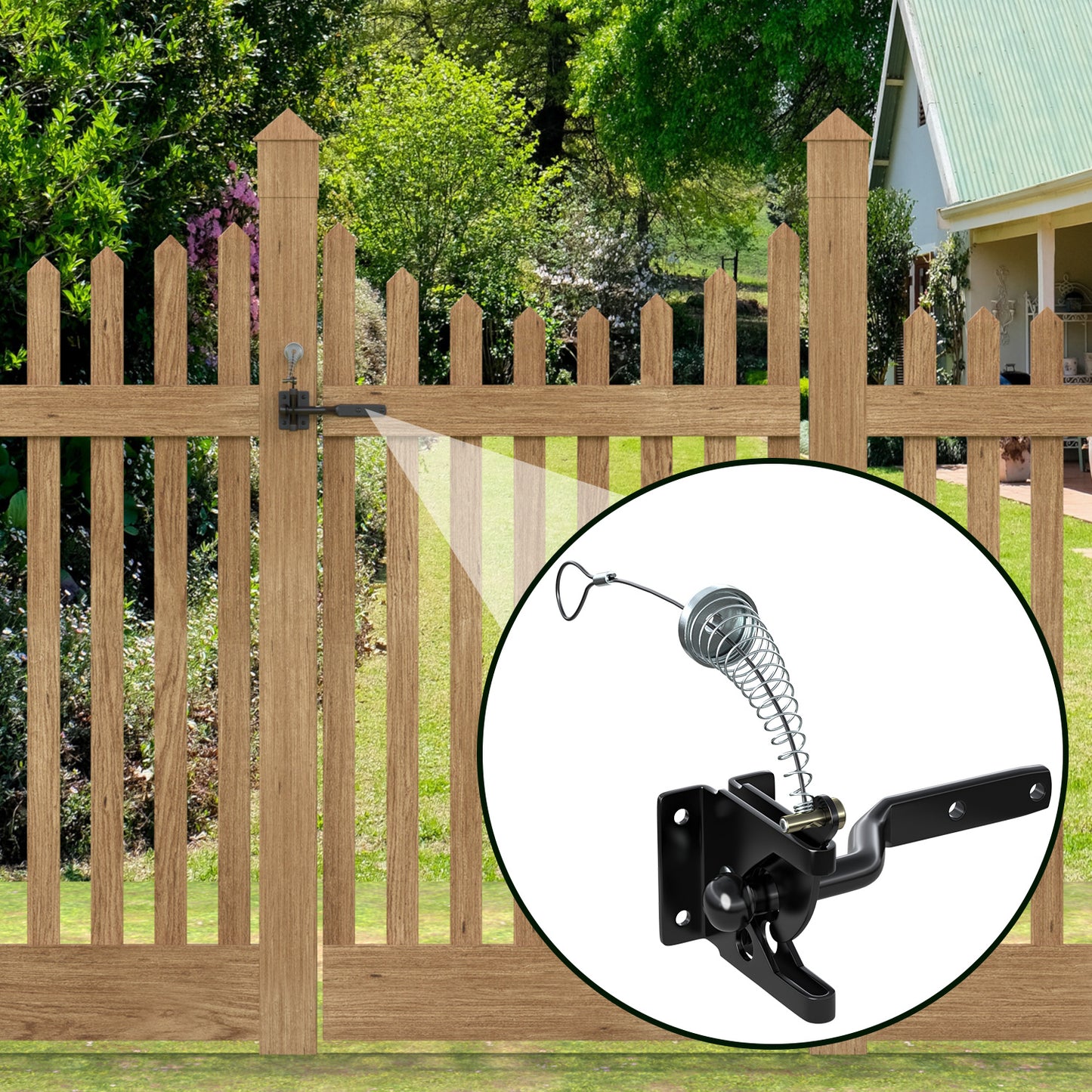 Gravity Self Closing Gate Latch Black