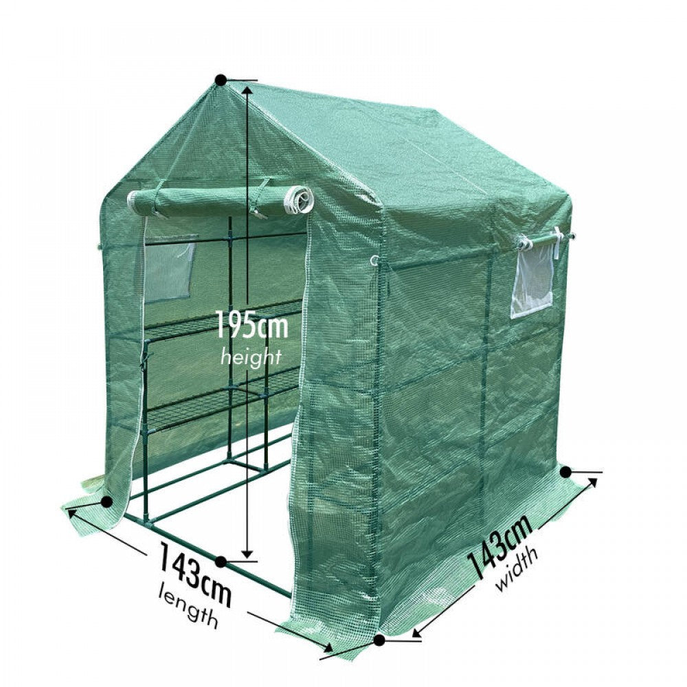 143 x 143 x 195cm Walk-in Mini Greenhouse PE Cover Plant Garden Shed