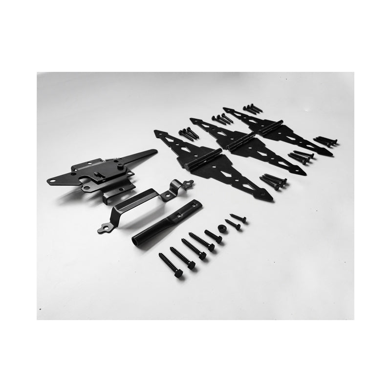 BLACK FENCE HARDWARE KIT 1 - 3 Hinges + 1 Latch
