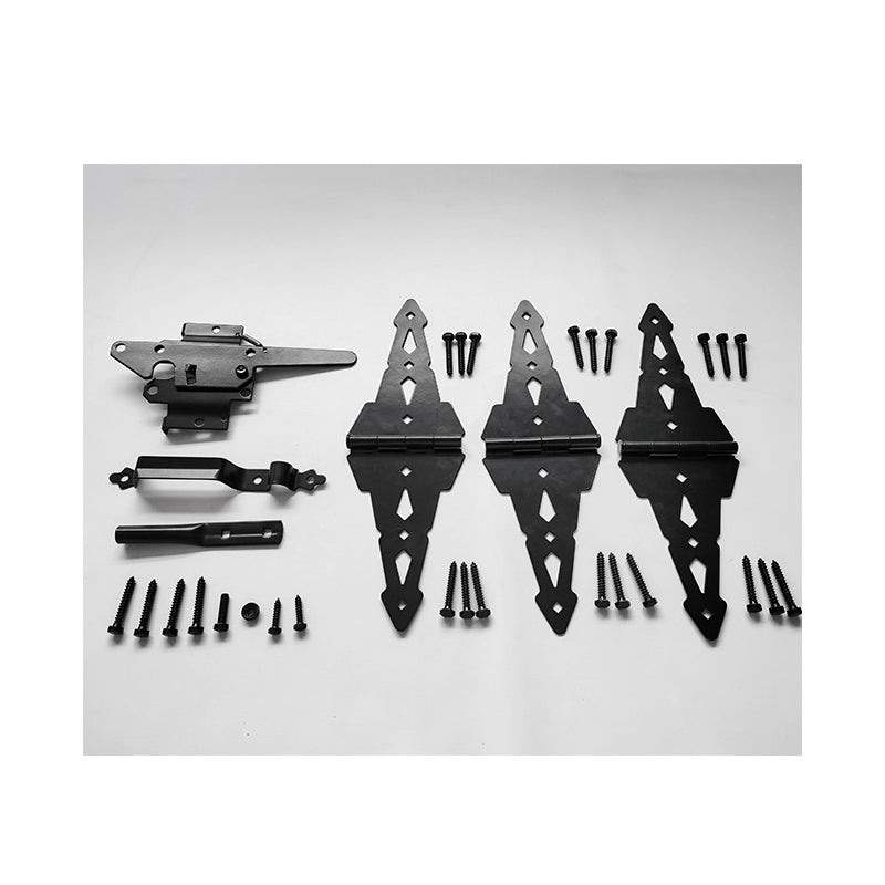 BLACK FENCE HARDWARE KIT 1 - 3 Hinges + 1 Latch