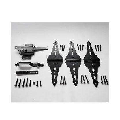 BLACK FENCE HARDWARE KIT 1 - 3 Hinges + 1 Latch