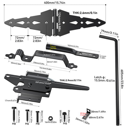 Preorder BLACK HINGE AND LATCH KIT With Drop Rod