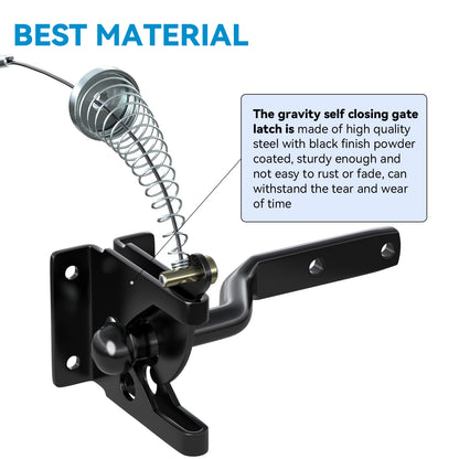 Gravity Self Closing Gate Latch Black