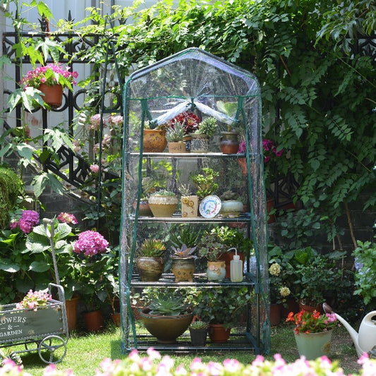 Mini Greenhouse PVC Cover 4 Tiers Garden Storage