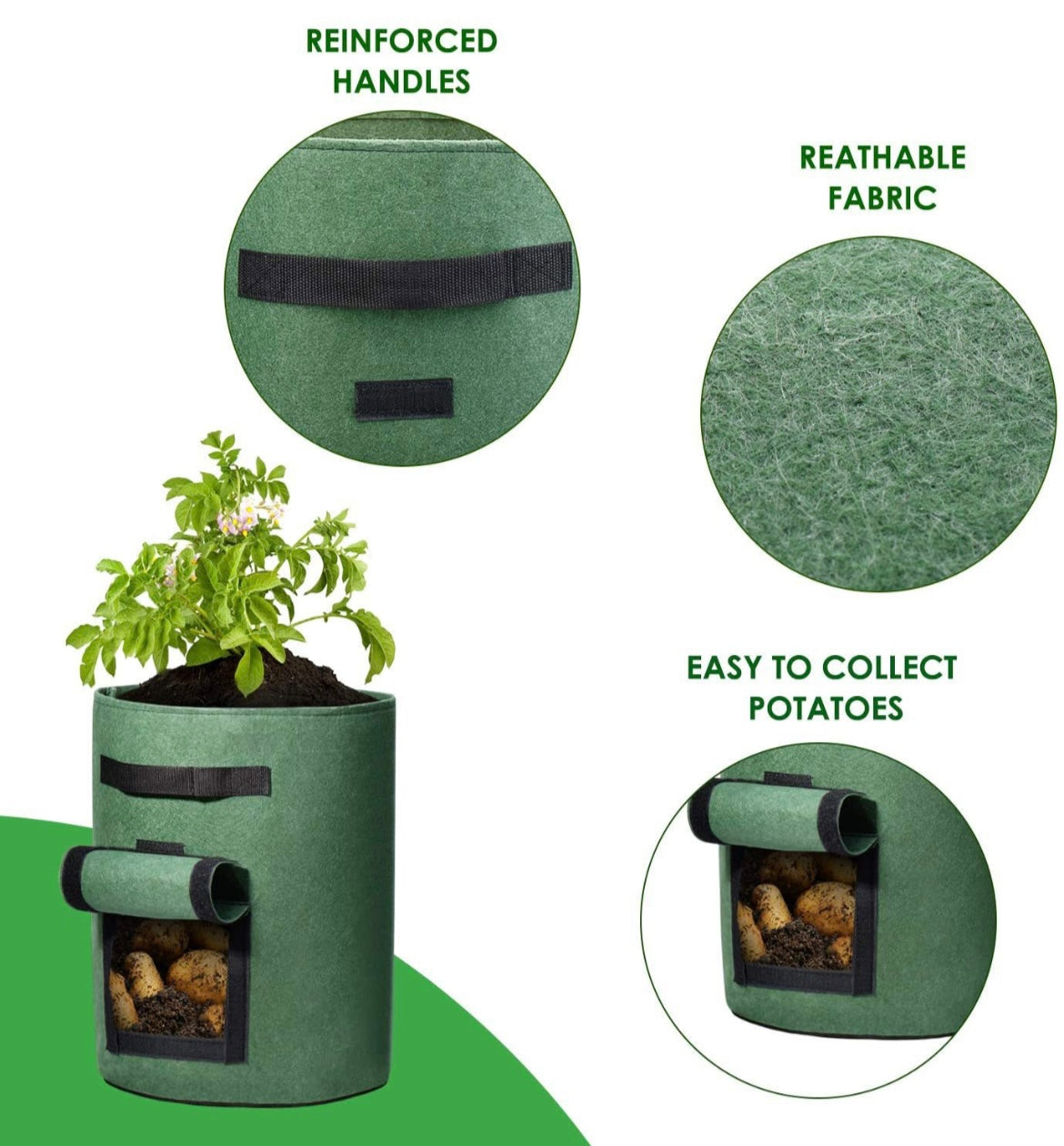 43L/ 10 Gallon Silver Potato Bag - Single Pack