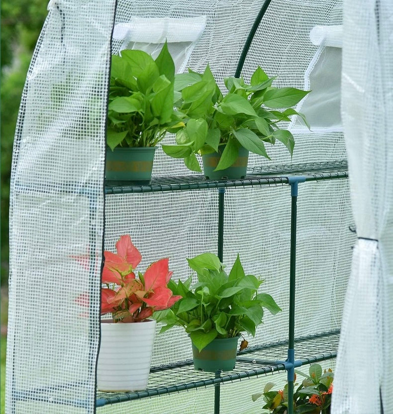 1.8*1*2.2M No Window Greenhouse, Walk-in Lean-to PE Tomato Hot House Kit with Steel Frame