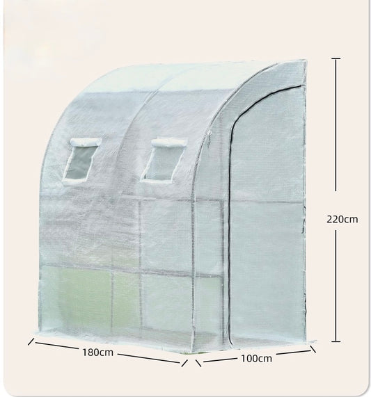 1.8*1*2.2M No Window Greenhouse, Walk-in Lean-to PE Tomato Hot House Kit with Steel Frame